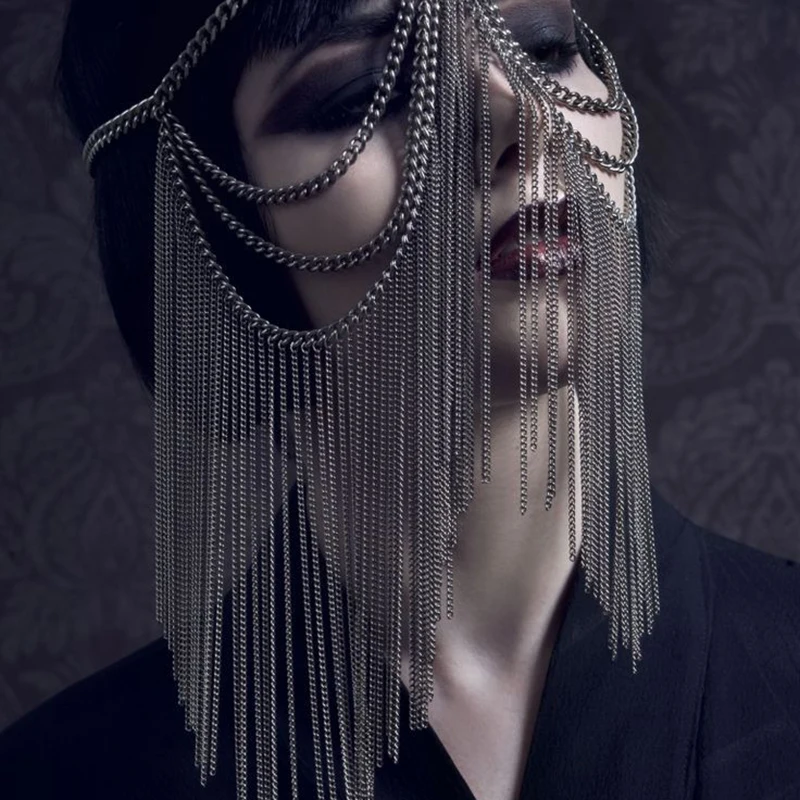 Маска для лица ювелирные изделия тела повязка на голову лба Chainmail золотистая