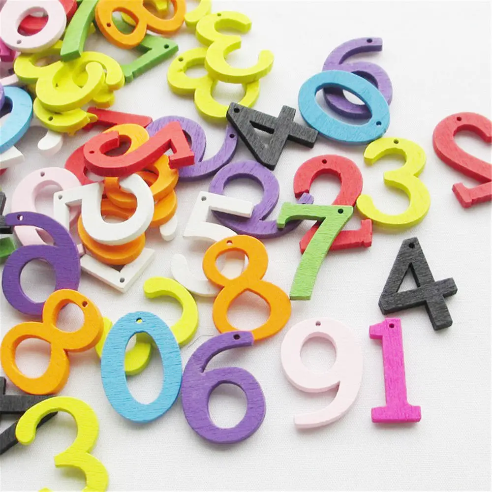 100 шт. 22 мм разные яркие цвета номер деревянные пуговицы подходит швейно Скрап