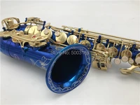 buluke high quality blue alto saxophone professional gold keys sax music instrument saxophone perfect sound