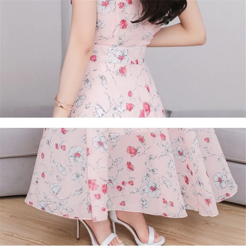 

Bohemian dress for women 2018 summer Chiffon print dress fashion Plus size Young female Large swing long Beach dress IOQRCJVH435