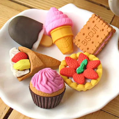 Eraser Set Kawaii милые Ластики для детей, резиновый набор ластиков для фруктов, тортов, овощей, еды - Цвет: Eraser Set