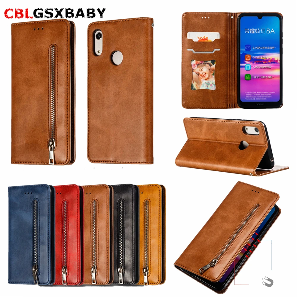 Магнитный кожаный чехол кошелек на молнии для Huawei P30 Pro P20 Mate 20 10 Lite P Smart 2019 Y6 Y7 Y9