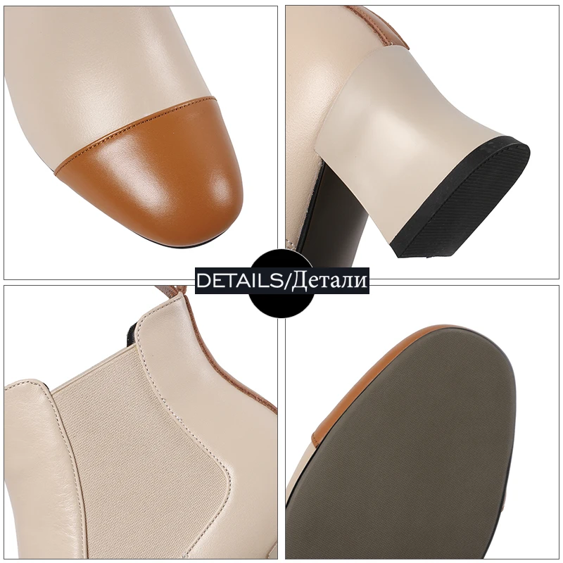 Женские ботильоны ISNOM из натуральной кожи обувь с квадратным носком женские