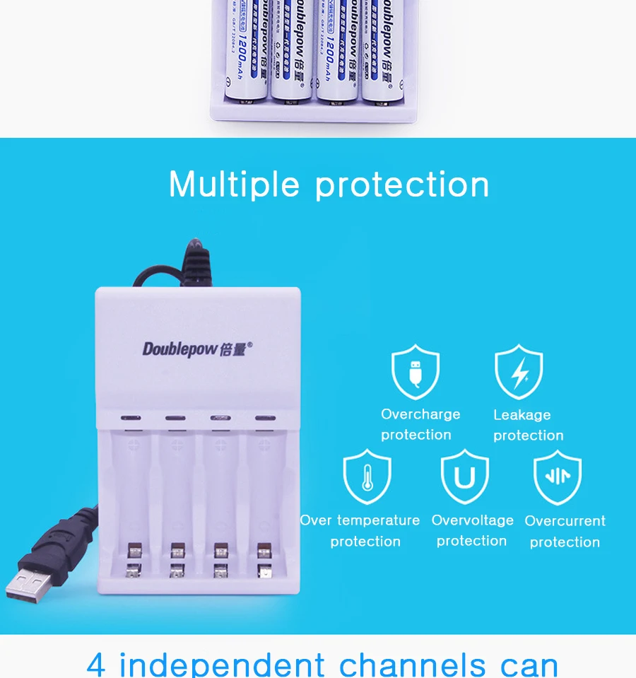 AA Ni-MH аккумуляторы+ 4 слота USB зарядное устройство для AA/AAA батареи; 800mAh 1200mAh 2A 5# батарея+ портативный батарейный блок