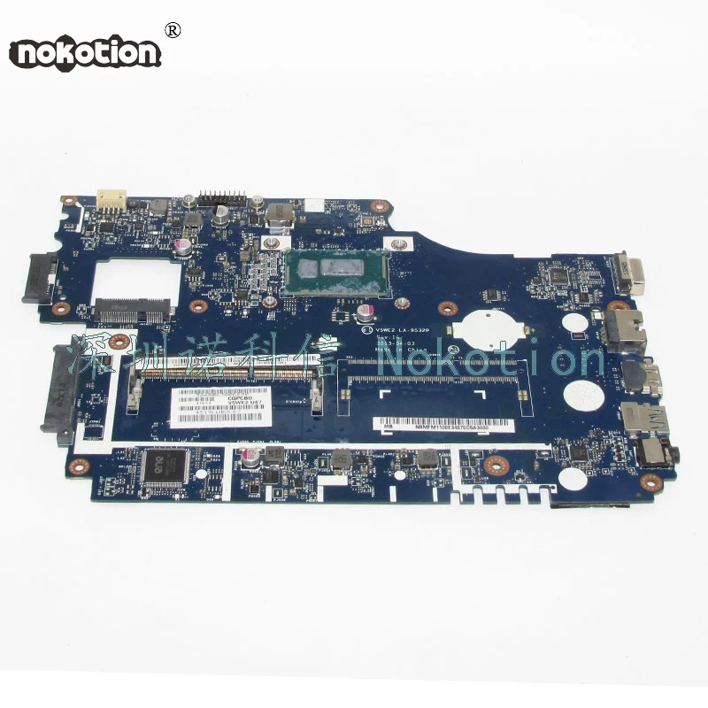 

NOKOTION Laptop Motherboard For Acer Aspire E1 Series E1-532 Main Board NBMFM1100J NB.MFM11.00J V5WE2 LA-9532P 2957U 1.4GHZ