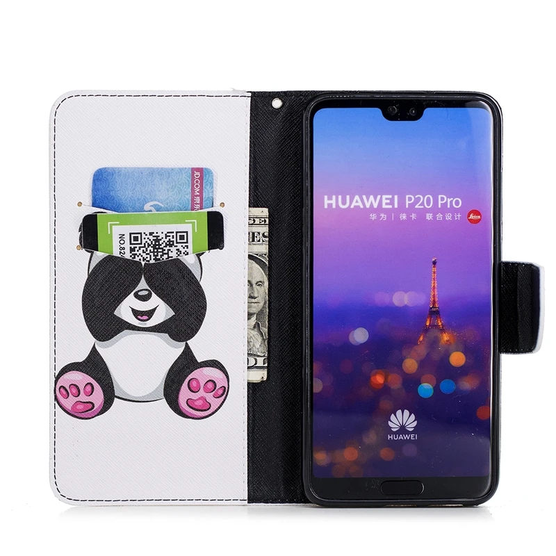 Чехол Etui для Huawei P20 Pro Роскошный кожаный бумажник с пандой откидной Huwawei P20Pro Capinha