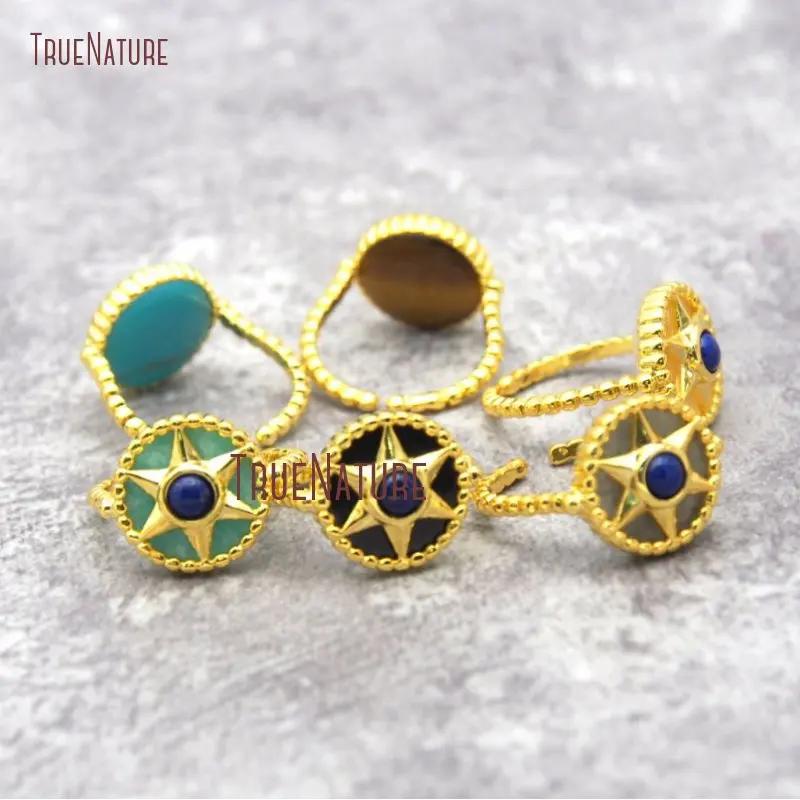 

Gold Color Jewish Star Judaica Magen David Adjustable Band Ring RM26874