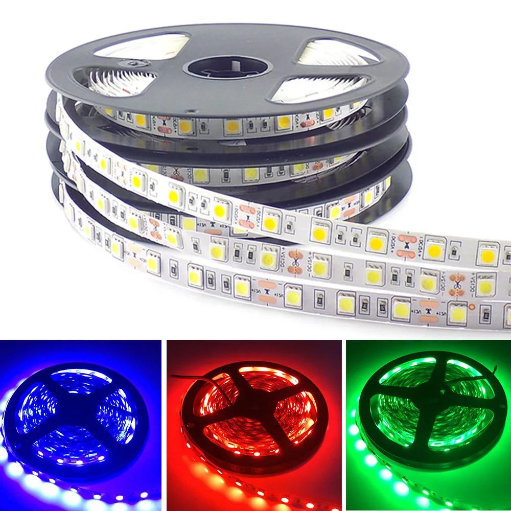 5 м RGB Светодиодная лента 12 В SMD 5050 без водонепроницаемого Led света полоса Теплый