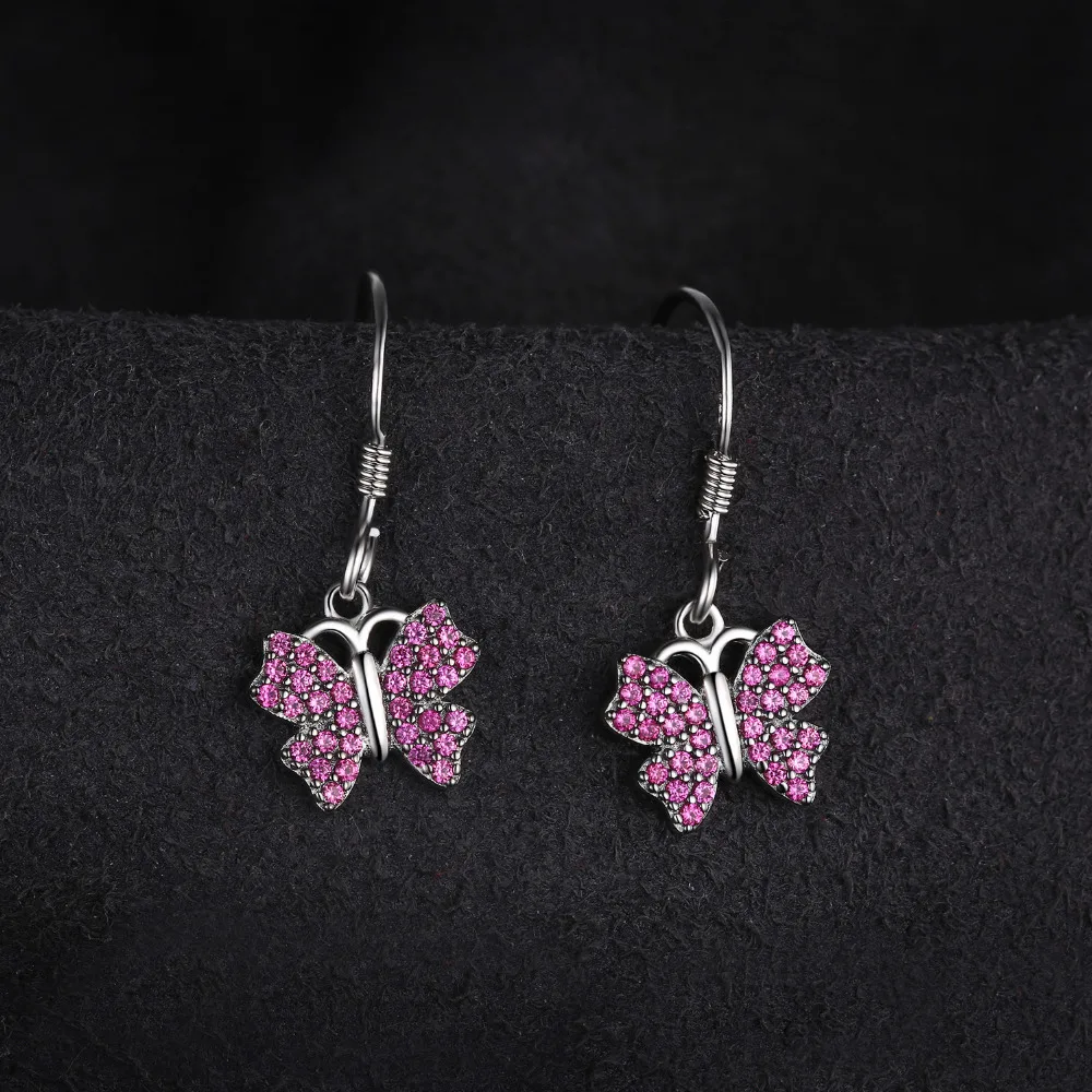 JewelryPalace Fashion 0.3ct Created Red Rubies Pave Butterfly Drop Earrings For Girls 925 Sterling Silver Jewelry Accessories | Украшения и