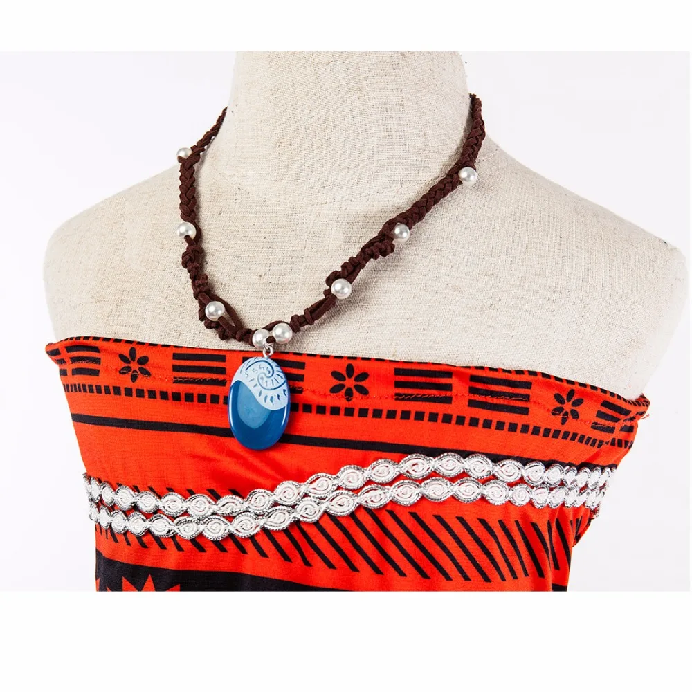 NEW Summer Kids Princess Moana Dress girls Costume Halloween Carnival Cotton Red Short Two-piece Tribal Dresses | Женская одежда