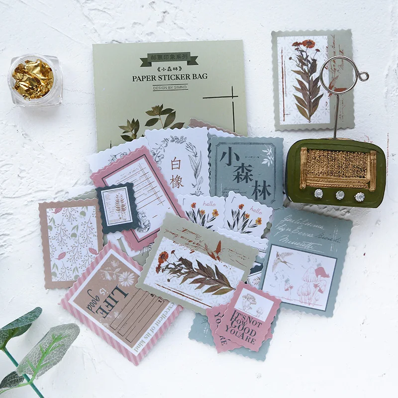 

XINAHER 40 Pcs/Lot Vintage Plants stamp washi paper sticker package DIY diary decoration sticker album scrapbooking