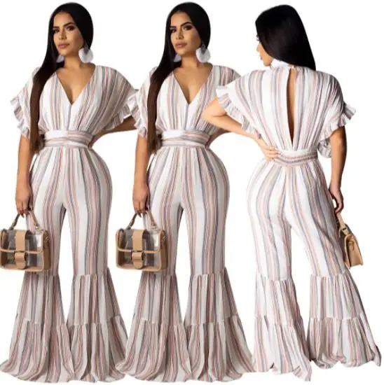 Женское боди с V образным вырезом коротким рукавом оборками и открытой