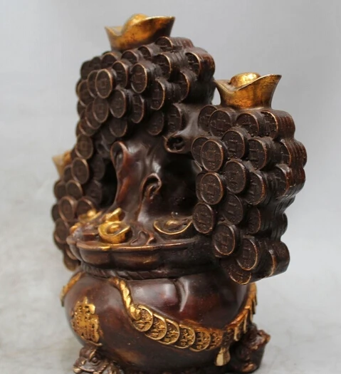 xd 002647 8&quot Chinese China Bronze Gild Feng Shui Lion Money Tree Coin Yuanbao Wealth | Дом и сад