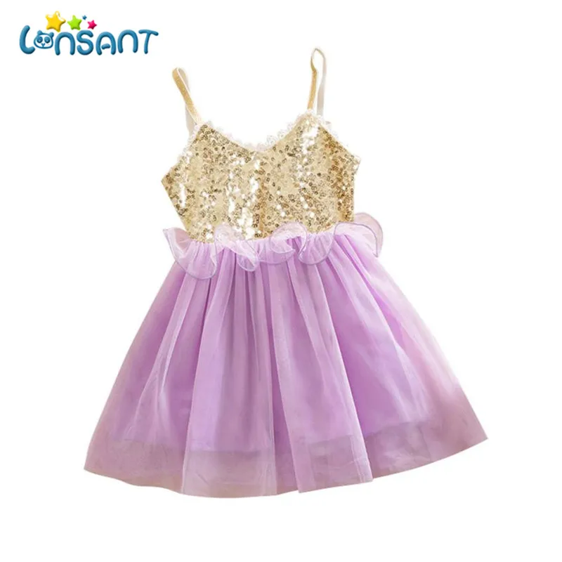 LONSANT платья; vestidos mujer; вечерние платья без рукавов с блестками; vestido de festa infantil; модная одежда для маленьких девочек; Прямая поставка - Цвет: purple