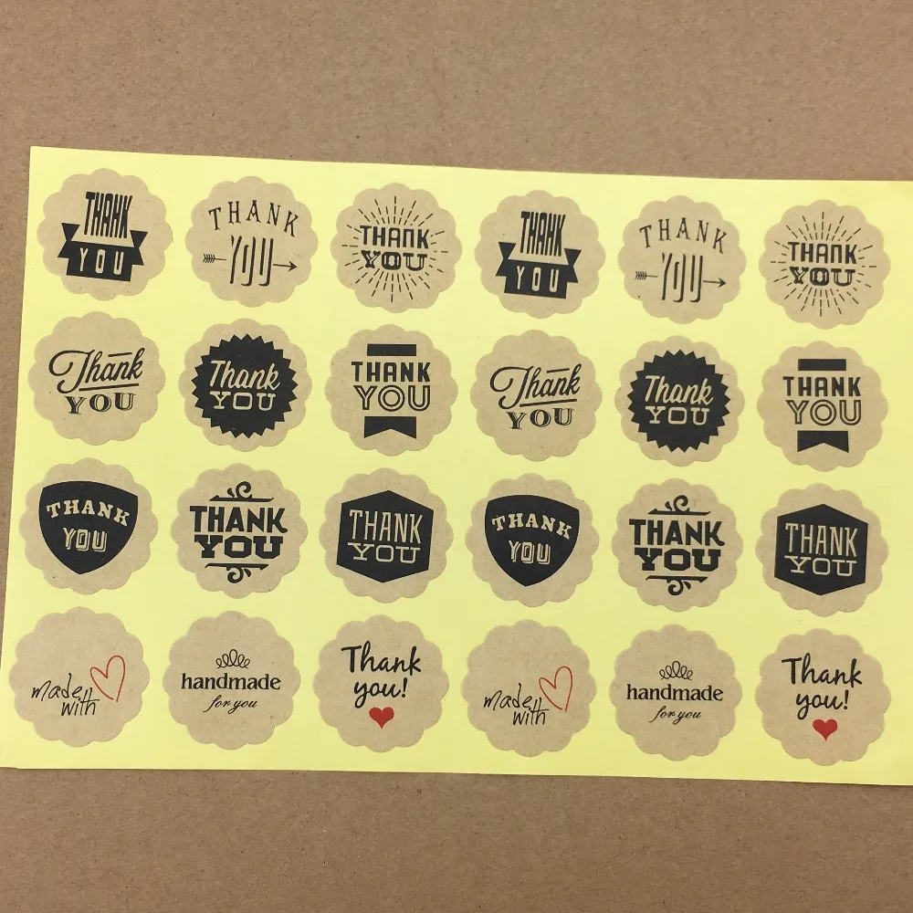 120 шт. стикеры ручной работы стиль 12 дизайн винтажная крафт бумага спасибо
