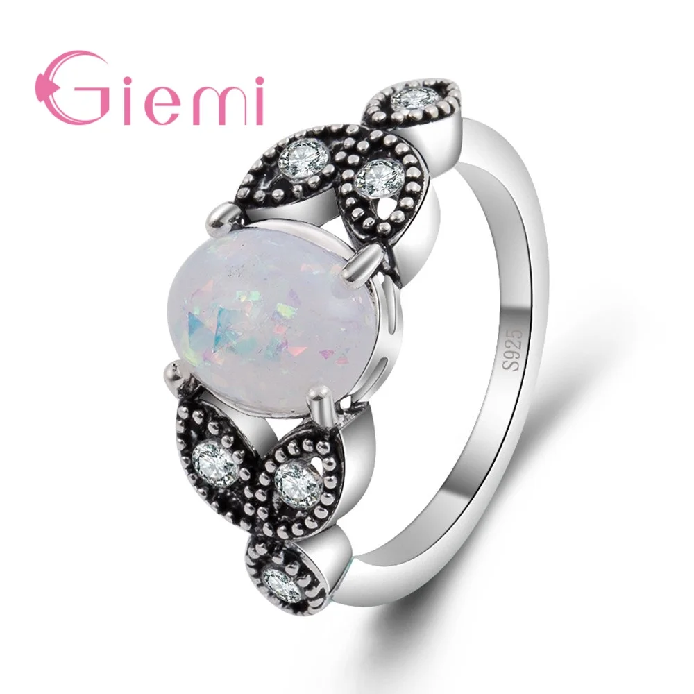 

New Trend 925 Sterling Silver Jewelry Fashion Opal Rings for Women Best Love Gifts Shiny CZ Zircon Wedding Band Anel