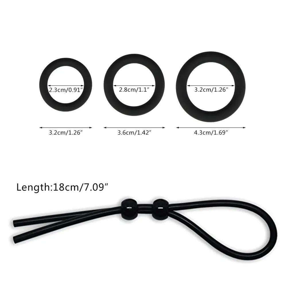 Набор из 4 колец для пениса-3 кольца и 1 регулируемая петля пениса-улучшающая