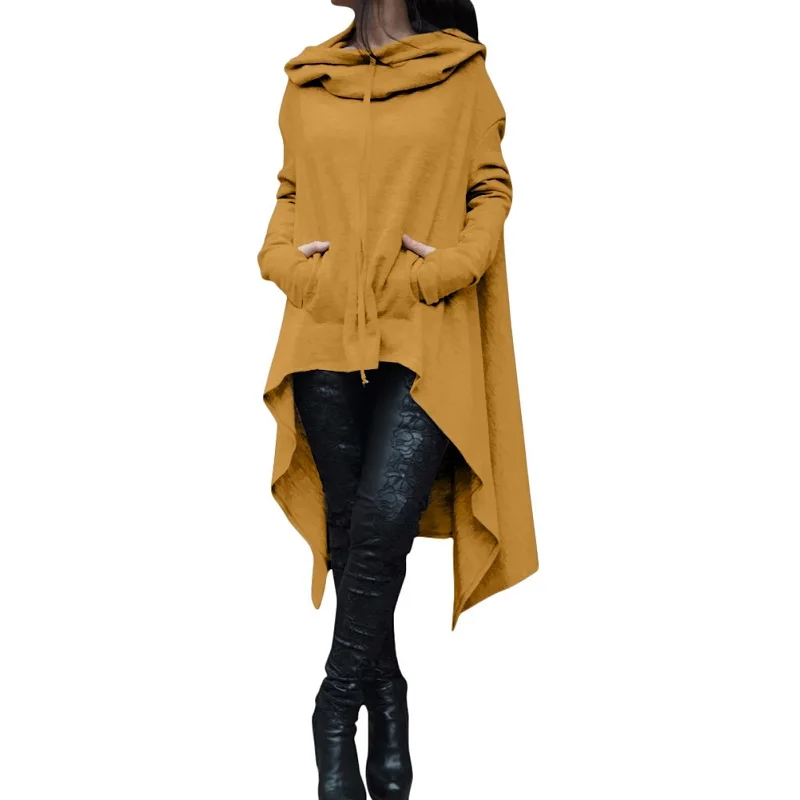 

Women Hoodies Sweatshirt Casual Outwear Solid 10 Color Long Section Hoody Loose Sleeve Mantle Hooded Cover Pullover Clothes