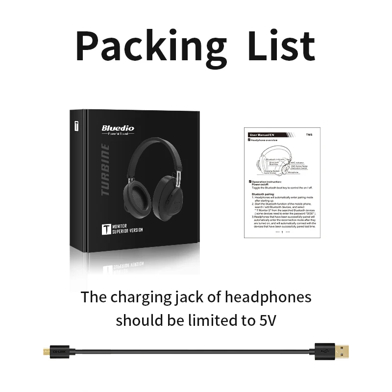 Bluedio TMS активный шумоподавитель Bluetooth Беспроводные наушники с микрофоном монитор