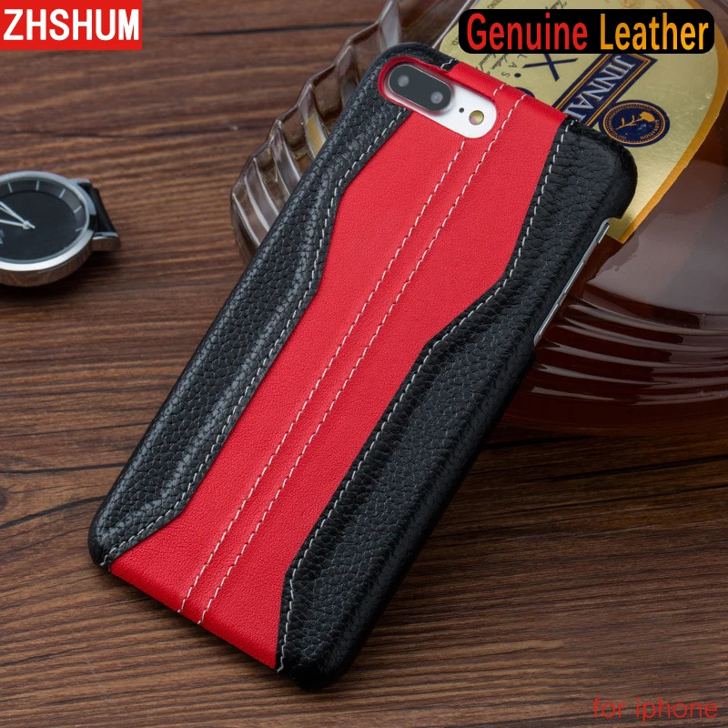 Mix Color Genuine Leather Case For Iphone X 8 7 Plus XS MAX XR 6S 6 10 Skin Luxury Handmade Full Back Cover for 5 SE |