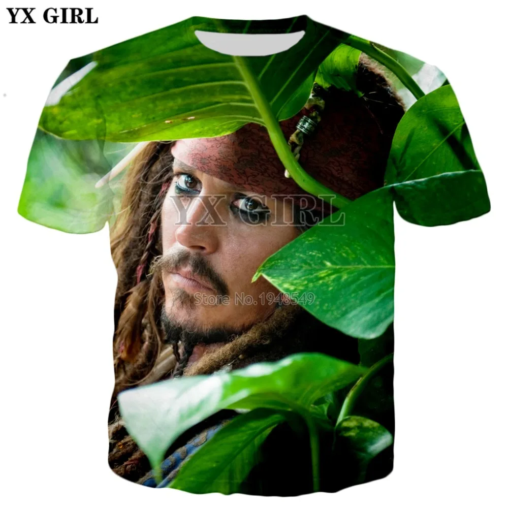 YX GIRL Jack Sparrow, футболка с 3d принтом из фильма Пираты Карибы, новинка, Мужская/женская летняя стильная повседневная футболка