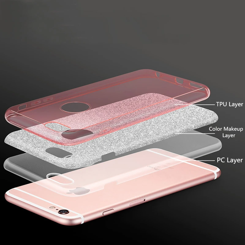 Блестящий силиконовый чехол для iPhone 5S 6 6S 7 8 Plus X 10 блестящий мягкий из ТПУ