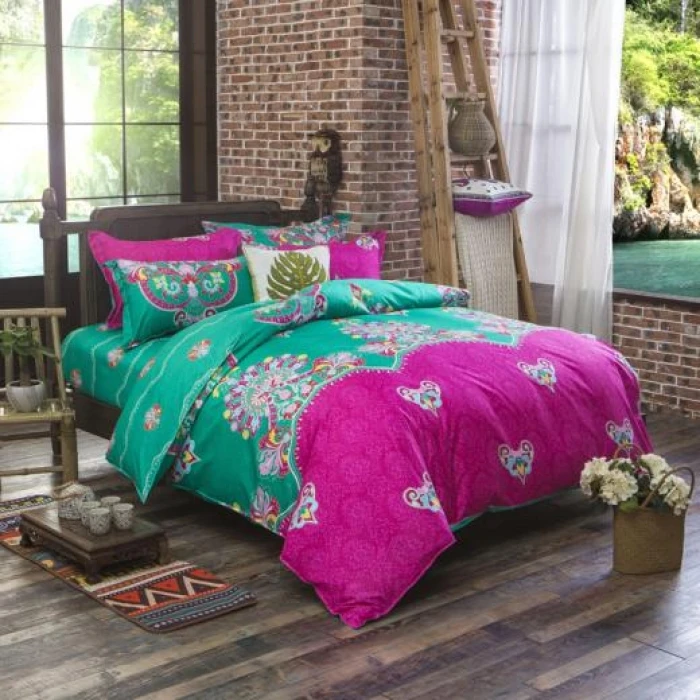 Комплект постельного белья в этническом стиле из 4 предметов роскошное