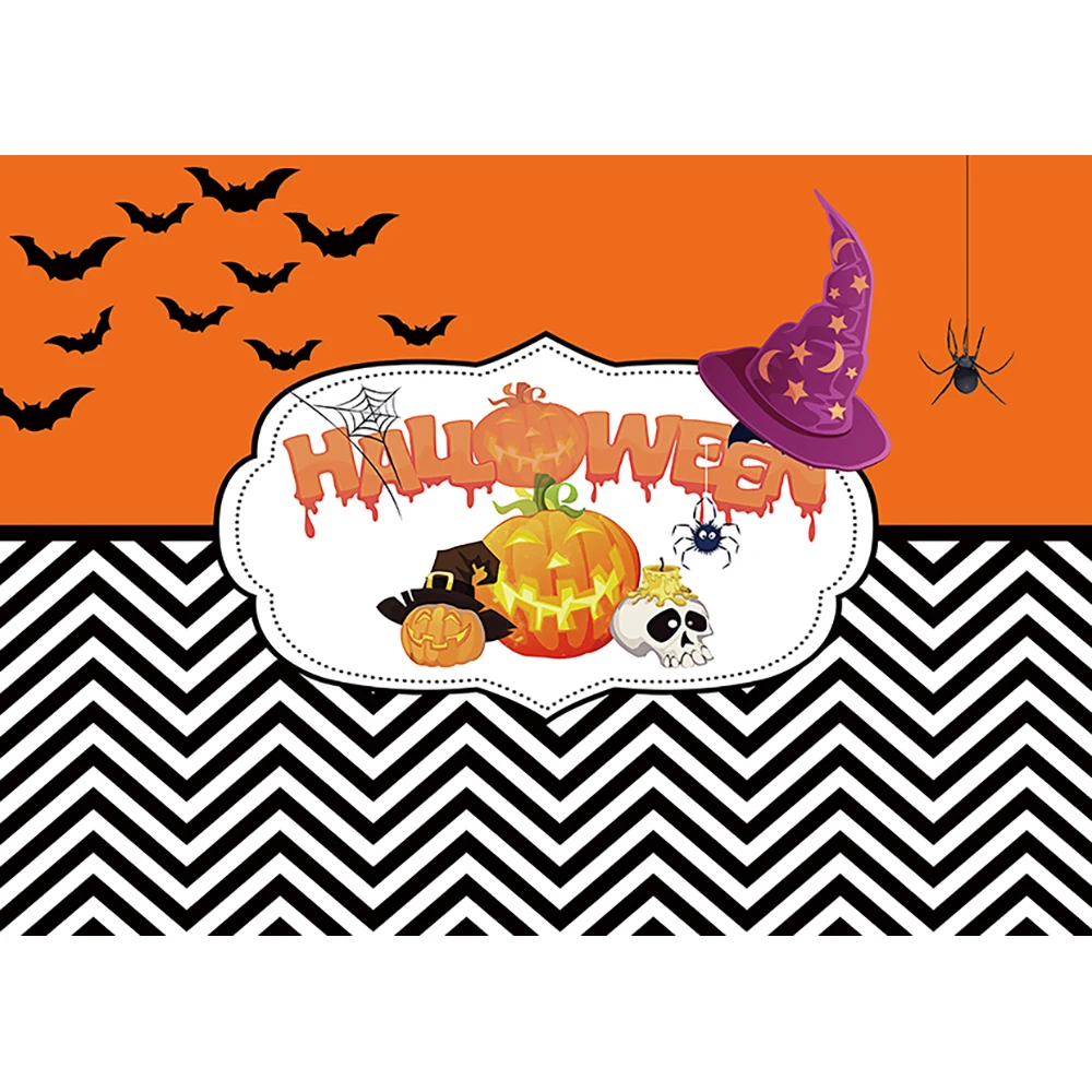 Allenjoy фон Фотофон Хэллоуин оранжевый Тыква фонарь летучая мышь паук череп черный