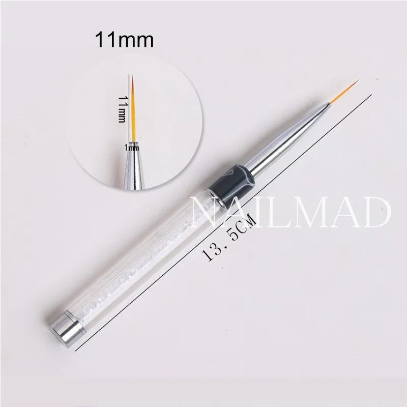 11mm clear Комплект из 3 предметов, 6/9/11 мм нейл-арта акрил кисть УФ-гель для ногтей расширение резьба щетка металлические стразы картина контурная кисточка для чертежная ручка - Цвет: 11mm clear