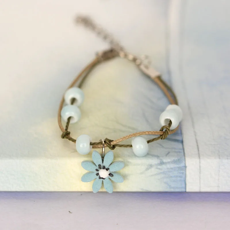 Керамические браслеты шармы с цветами из бусин многослойные цепочки Браслет