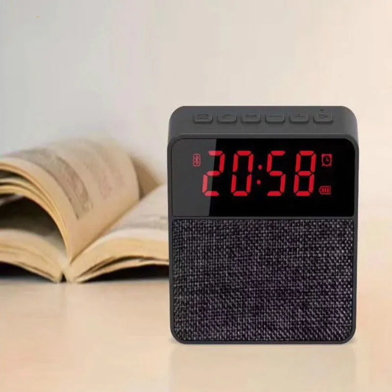 Fabric LED Alarm Clock Wireless Bluetooth Speaker Fm Radio Hands-free Calling Desktop Clocks Bedroom Living Room Home Decor | Дом и сад