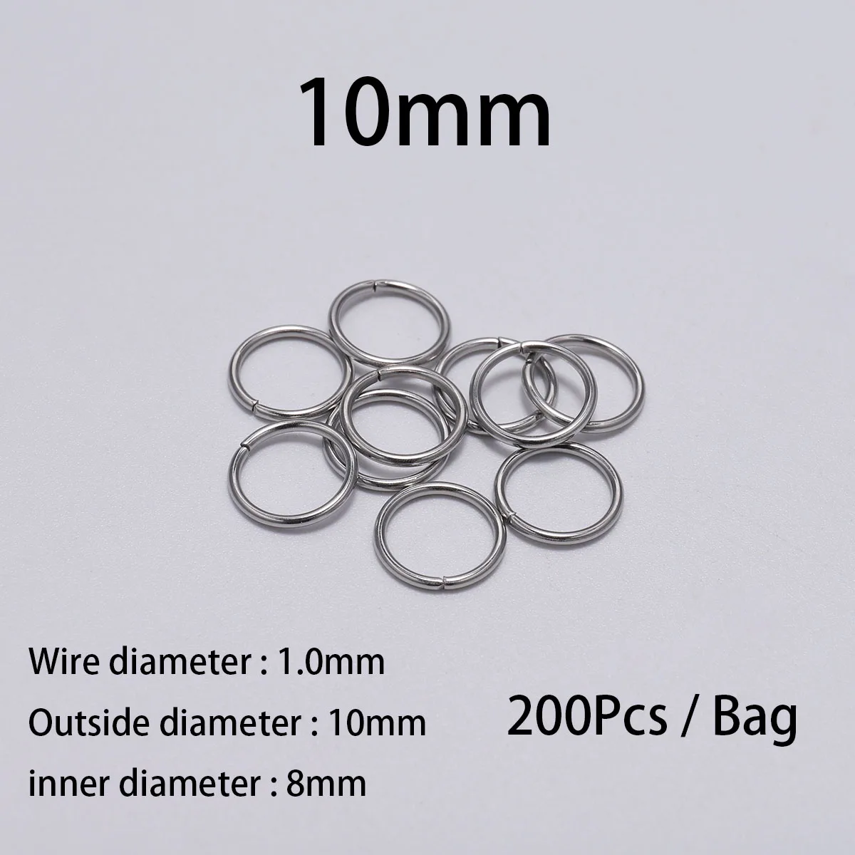 200pcs/Lot 4 5 6 8 10mm Stainless Steel Open Jump Rings Split Rings Connector For jewelry making Findings Accessories Supplies