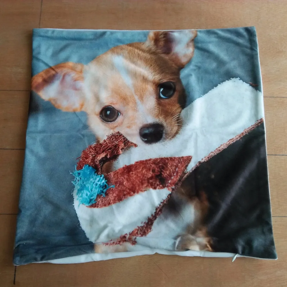 Новый дизайн 3D маленькая собака с обувью декоративная наволочка для подушки