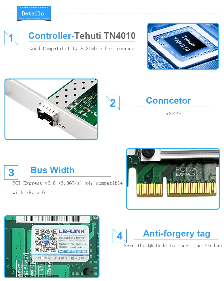 LR-LINK 6860AF-SFP+ 10 Гб Ethernet адаптер LAN карта PCI Express PCI-E волоконно-оптическая сетевая карта NIC