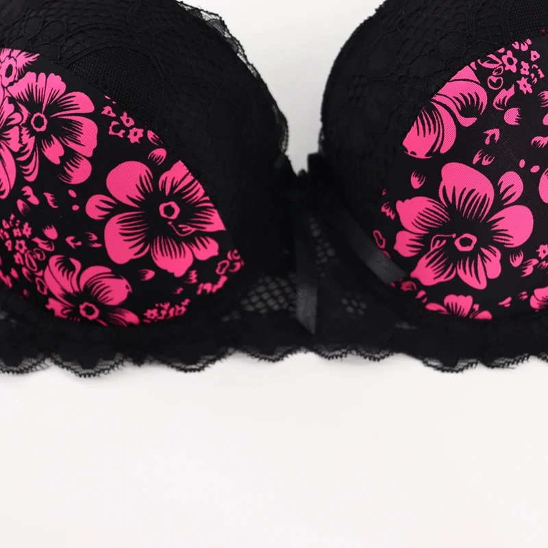 Beauwear, Ретро стиль, кружевные сексуальные бюстгальтеры, Дамское цветочное нижнее белье, черный цвет, большой размер, мягкое нижнее белье, пуш-ап бюстгальтер, Bh Размер 40-46 B C D