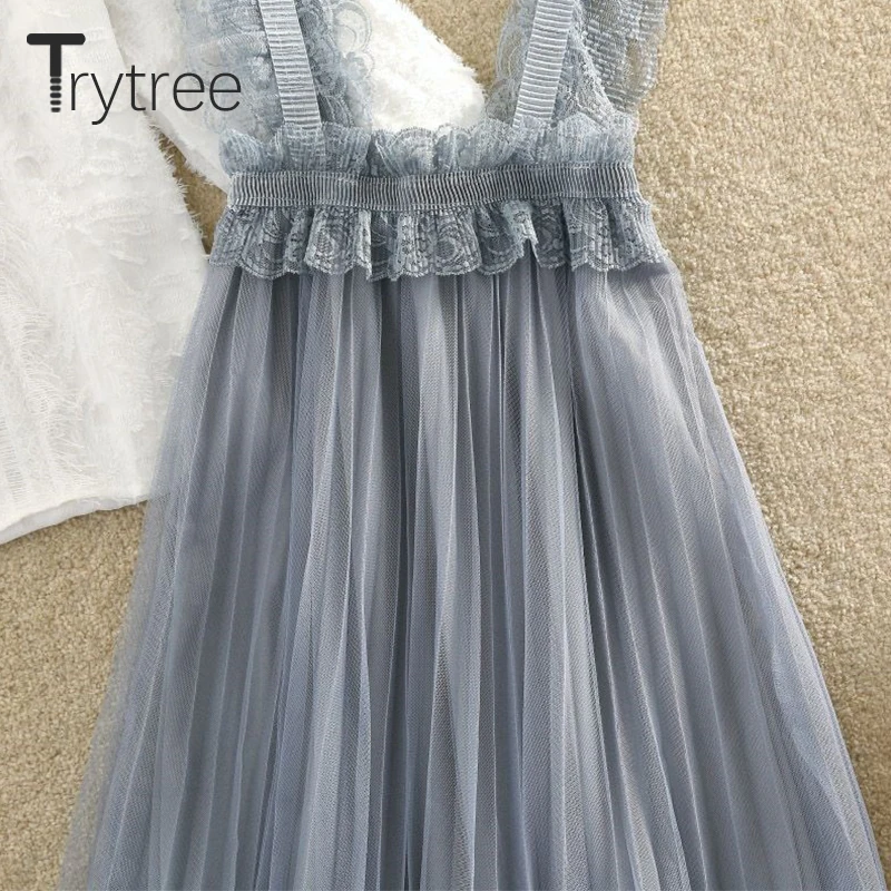 Комплект из двух предметов Trytree Женский романтичный Повседневный Топ с пышными