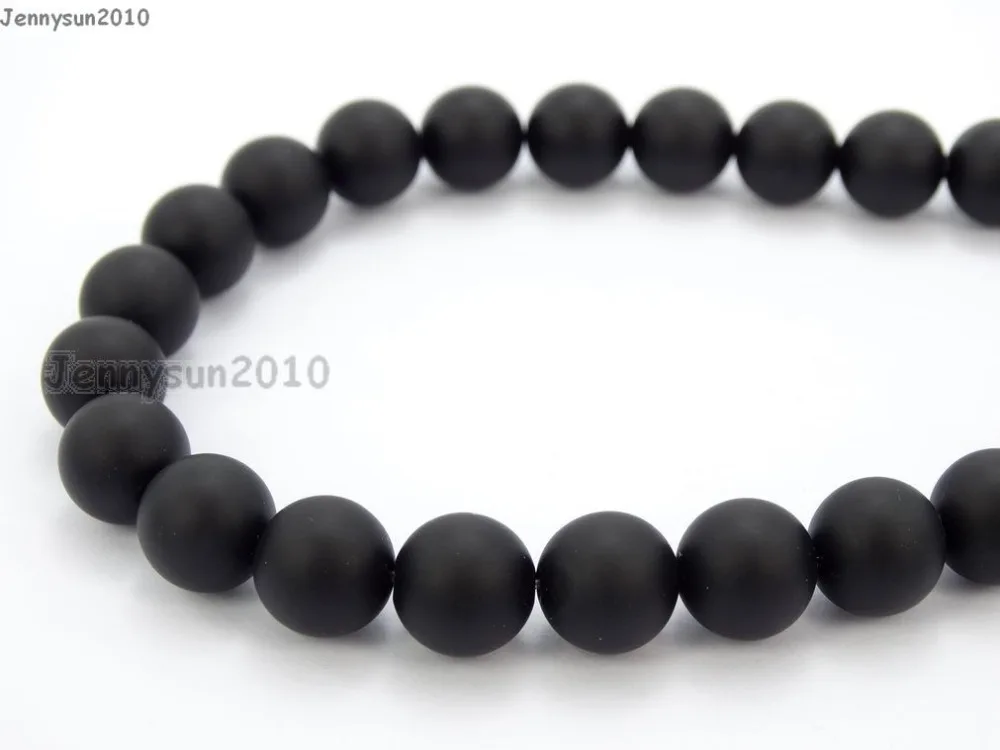 

Natural Matte Black Onyx 8mm Frosted Gems stones Round Ball Loose Spacer Beads 15'' 5 Strands/ Pack