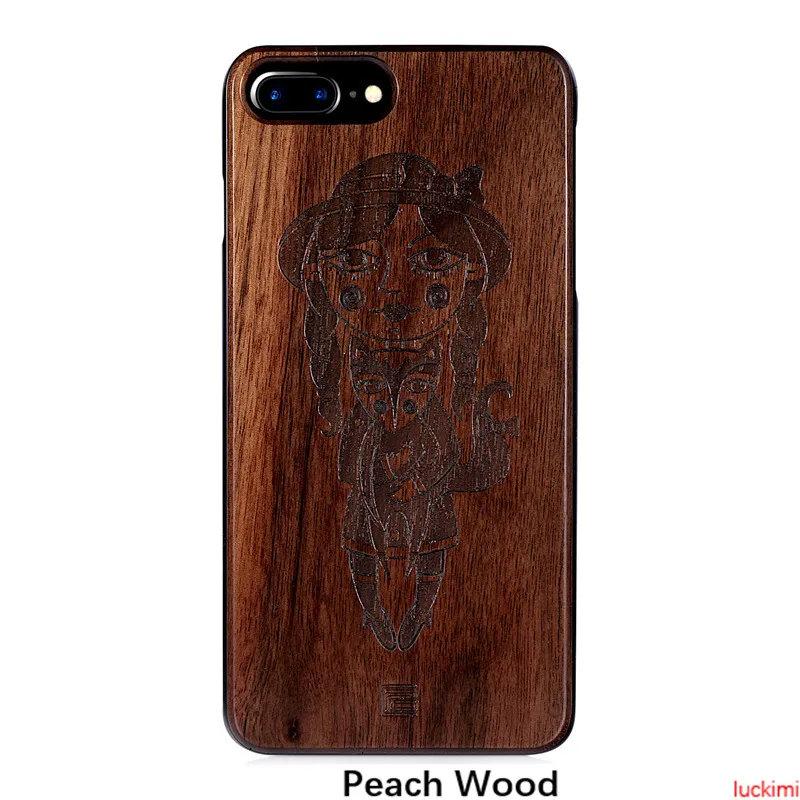 Чехол для iPhone 8 Plus 6 7 S игрушка-лиса персиковая вишня дерево бамбуковая резьба