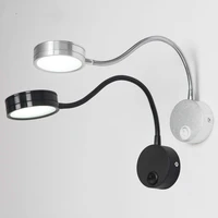 led wall lamps with knob switch 5w ac90 260v silver bedroom bedside reading light direction adjustable indoor lighting