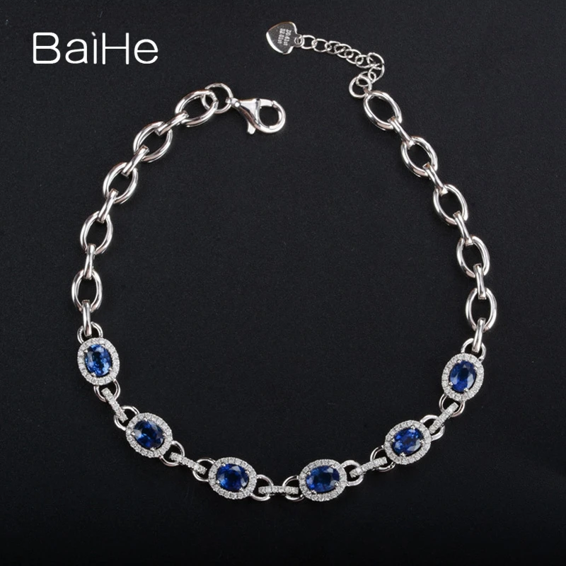 

BAIHE однотонные 18K Белое Золото 2ct овальные натуральные сапфиры свадебный подарок изысканные ювелирные изделия роскошный Сапфировый Браслет...