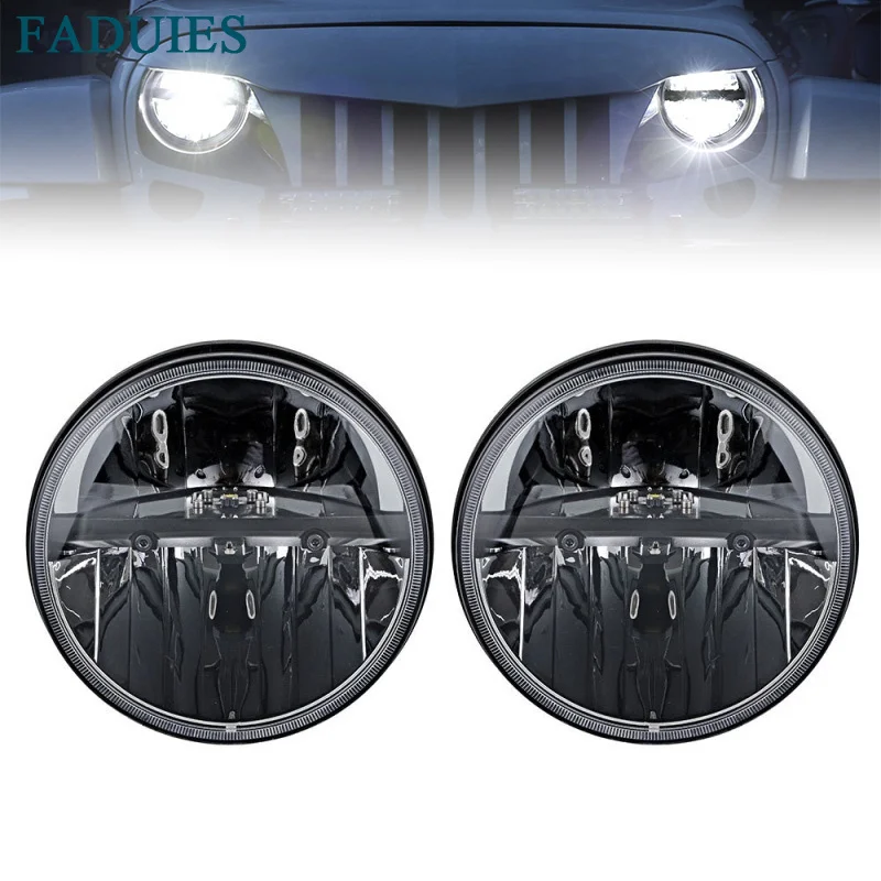 Круглые светодиодные фары FADUIES 7 дюймов дальнего/ближнего света для Jeep Wrangler JK TJ