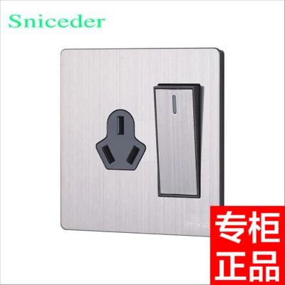 

86 wall switch panel S8 stainless steel wire drawing a switch with 16A socket