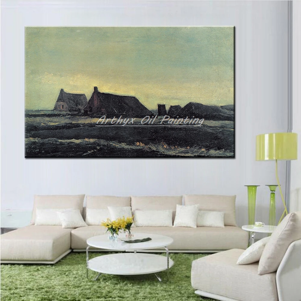 Arthyx Farmhouse By Vincent Van Gogh Impressionist Pictures Handmade Famous Landscape Oil Painting On Canvas For Room Home Decor | Дом и сад
