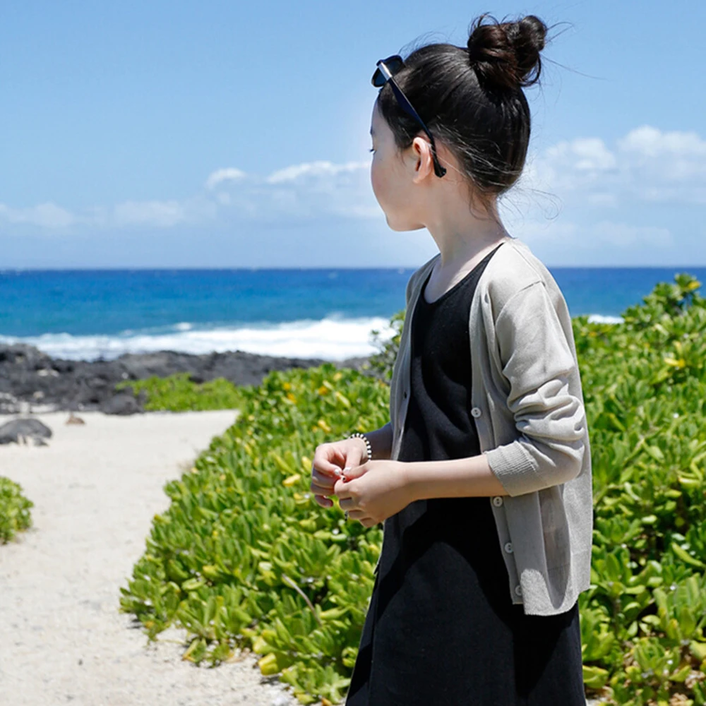 Осенний кардиган для девочек и мальчиков Вязаные свитера детьми с длинными