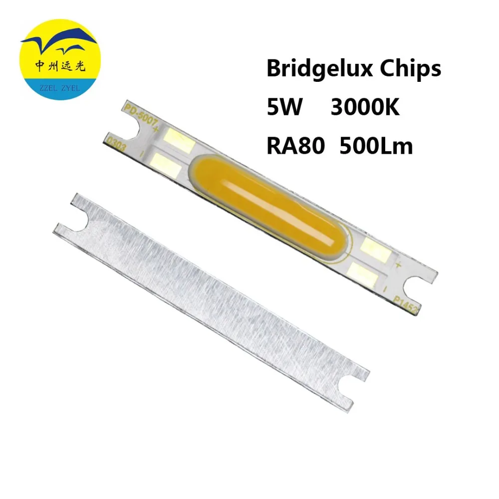

Bridgelux Chips 10pcs/Lot DC9V 5W 50X7mm 500lm CRI80 Strip COB LED Light Module for BULB ZZ-5007-0303
