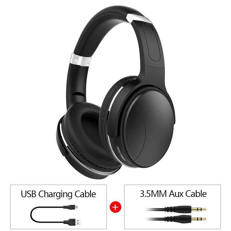 BLACK Tourya HZ08 беспроводные наушники, Накладные наушники Bluetooth 4,2, регулируемые наушники, гарнитура с микрофоном для Ios, Android, телефонов, ПК - Цвет: BLACK