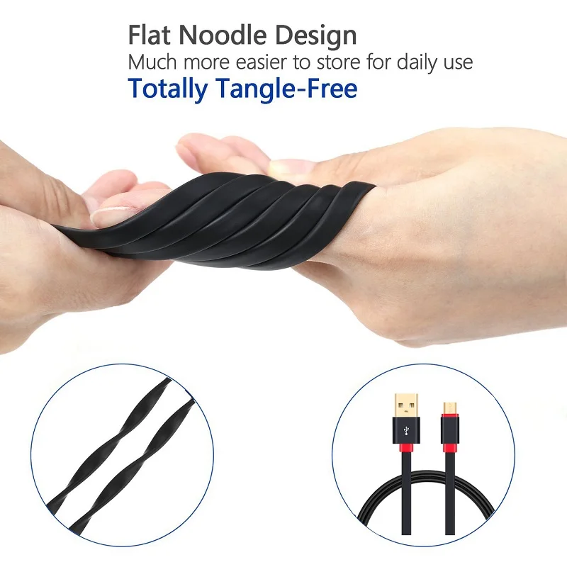 Lungfish кабель Micro USB 2 0 зарядное устройство и синхронизация в 1 плоский дизайн 3 м 5