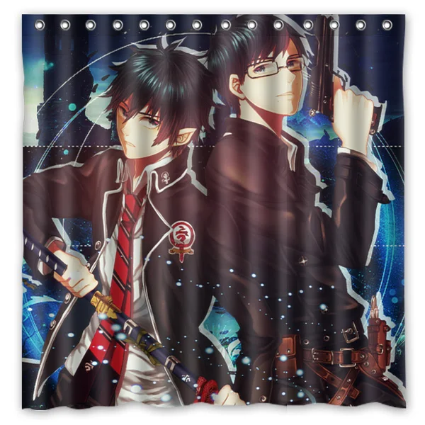 Водонепроницаемая занавеска для душа с крючками Ao no Exorcist водостойкая ванна