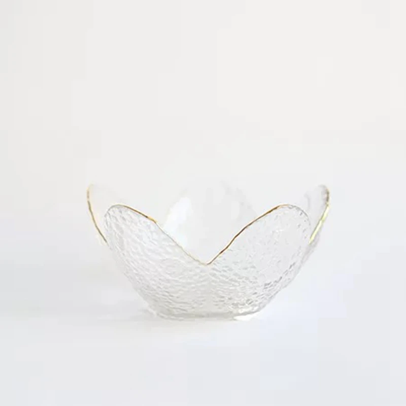 Gold rimed elegant glass salad bowls Cherry blossoms fruit candy | Дом и сад