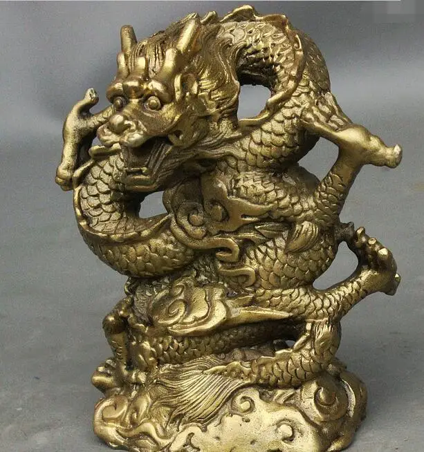 Миф Китай Фэн Шуй Медь Латунь Успех Зодиака Злой Дракон Бог Статуя Скульптура|statue